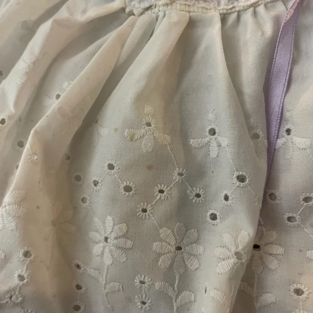 Vintage Precious Moments Handmade Cross stitched Baby Blanket w/ Eyelet Ruffle - Picture 11 of 14